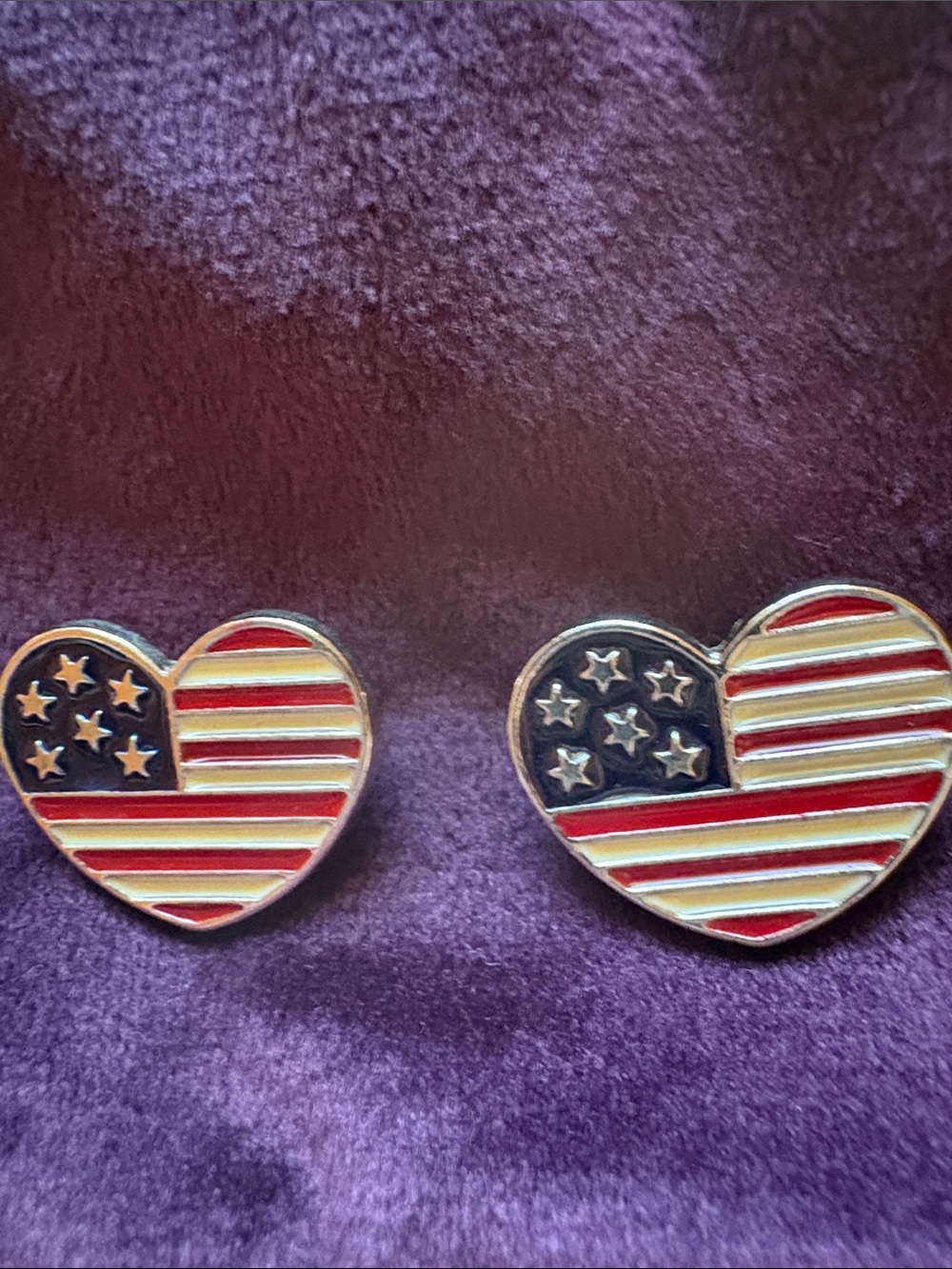 American Flag Heart Lapel Pins - Set of Two - Picture 2 of 4